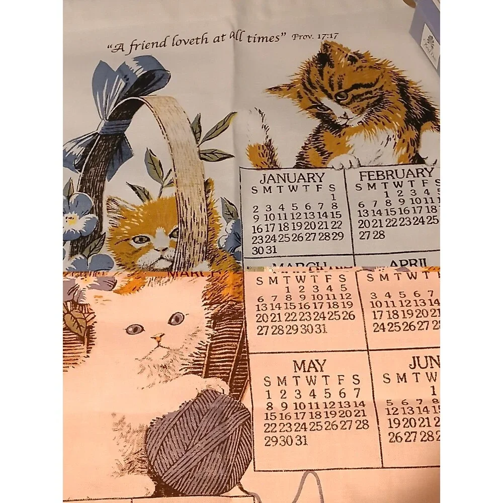 Kay Dee Designs  Cat Curious Kittens 2011 Linen Calendar Towel 16